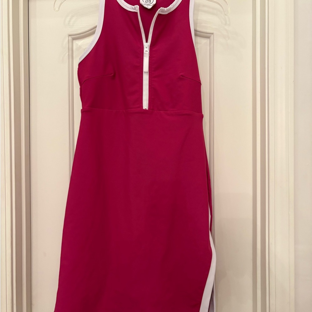 Elegant Pink and White Mini Dress with Shorts
